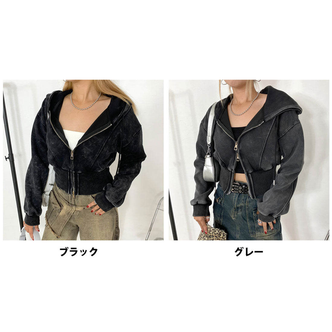 ノンヘッジ non-hedge ブリーチZIPショートパーカー （グレー） グレー