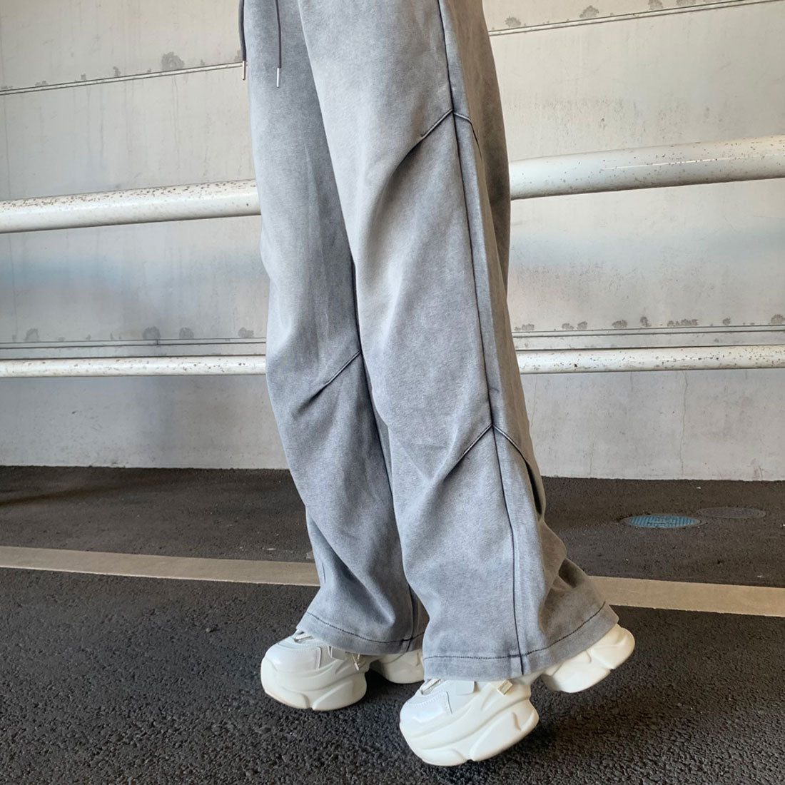 ノンヘッジ non-hedge ブリーチカットワイドパンツ （ブラック） ブラック