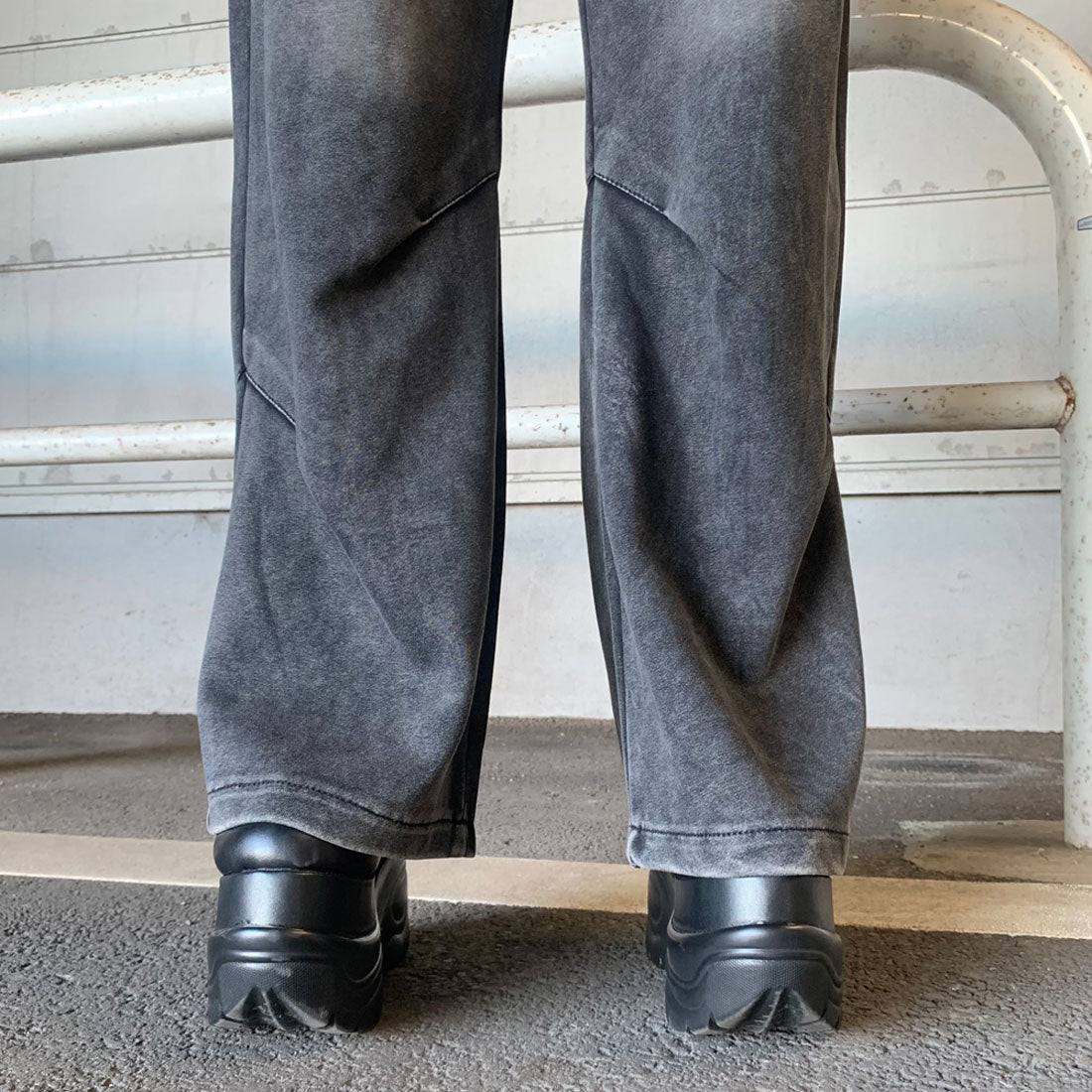 ノンヘッジ non-hedge ブリーチカットワイドパンツ （ブラック） ブラック