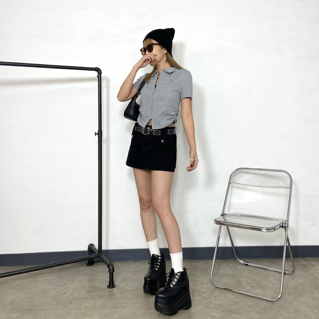 ノンヘッジ non-hedge ZIPサイドドロストポロ （ブラック） ブラック