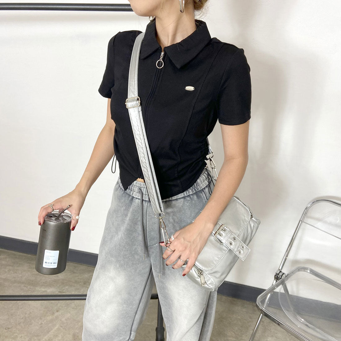 ノンヘッジ non-hedge ZIPサイドドロストポロ （ブラック） ブラック