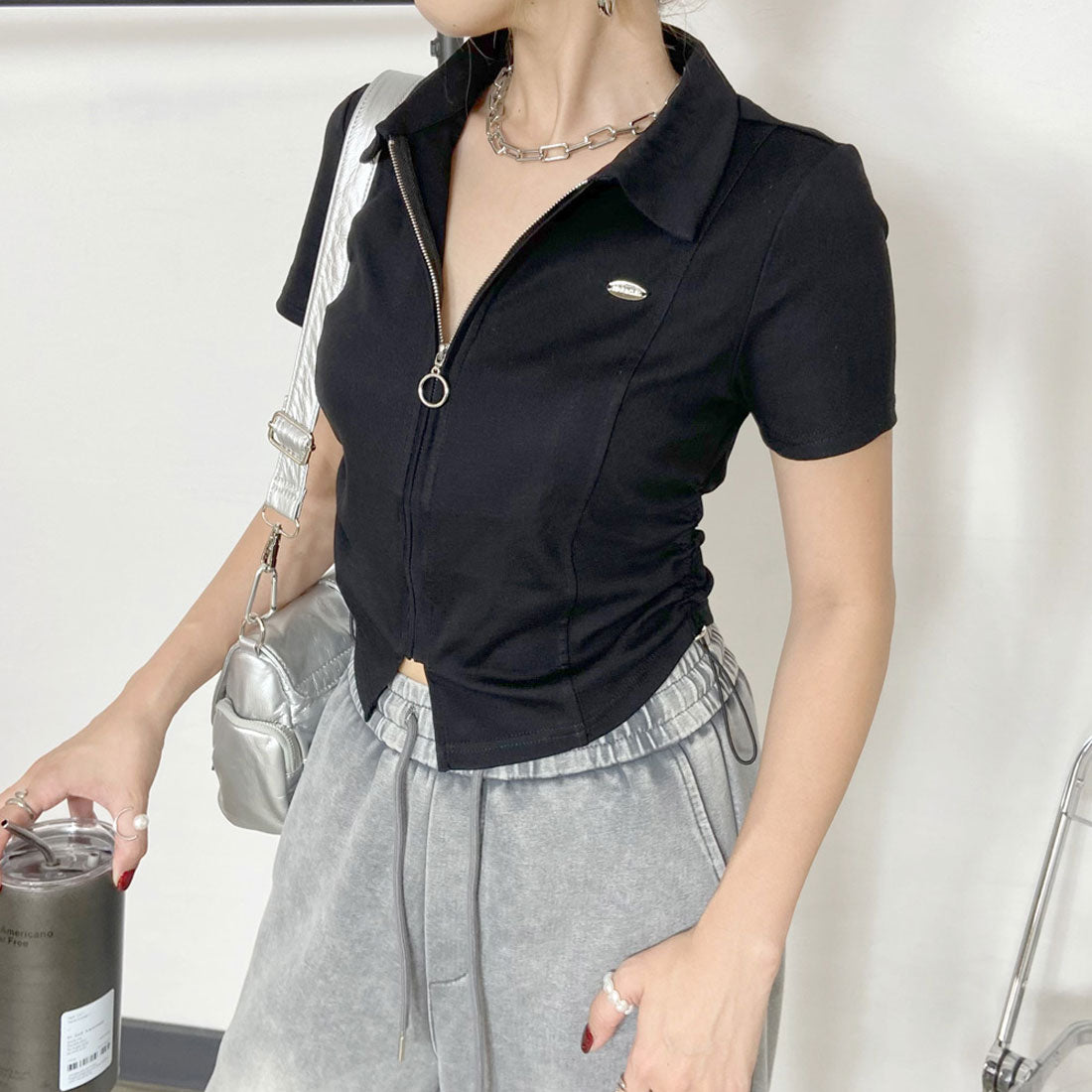 ノンヘッジ non-hedge ZIPサイドドロストポロ （ブラック） ブラック