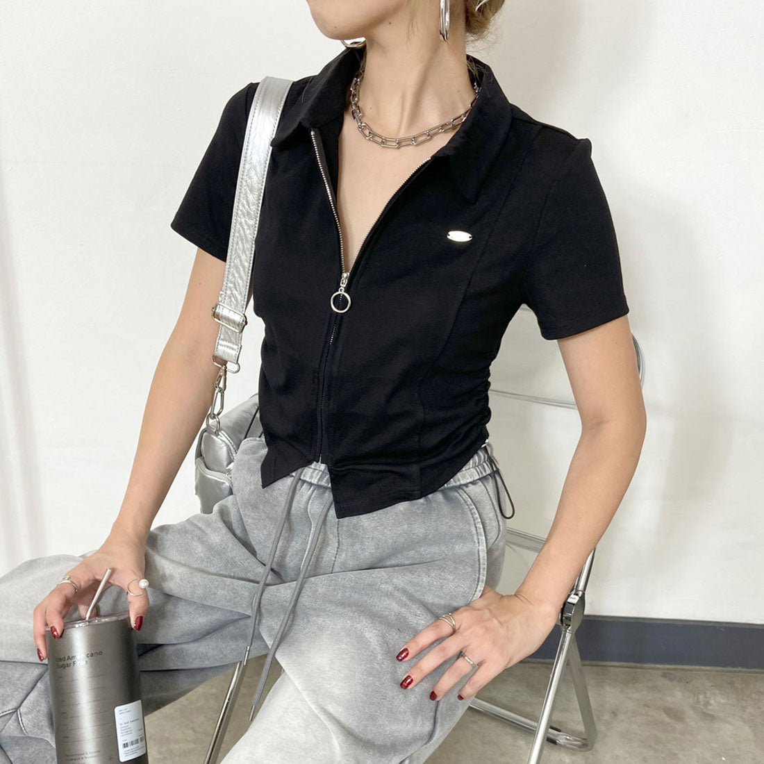 ノンヘッジ non-hedge ZIPサイドドロストポロ （ブラック） ブラック