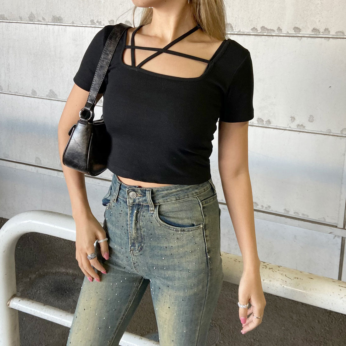 ノンヘッジ non-hedge リブスクエアクロスT （ピンク） ピンク