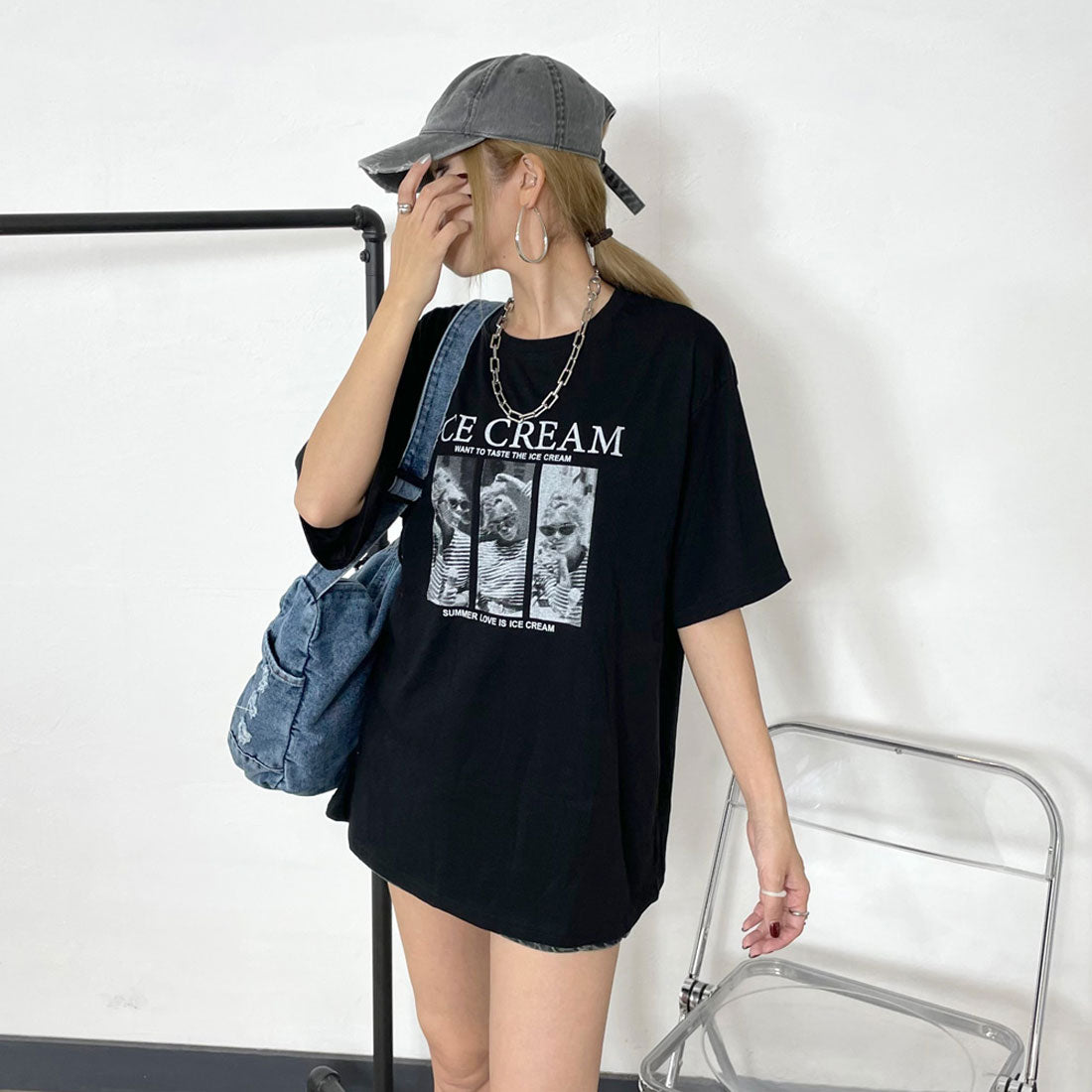 ノンヘッジ non-hedge ICE転写ビッグTシャツ （ブラック） ブラック