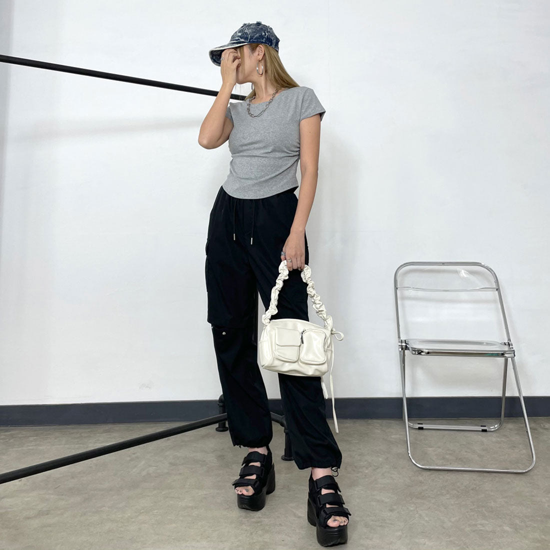 ノンヘッジ non-hedge サイドドロストTシャツ （グレー） グレー