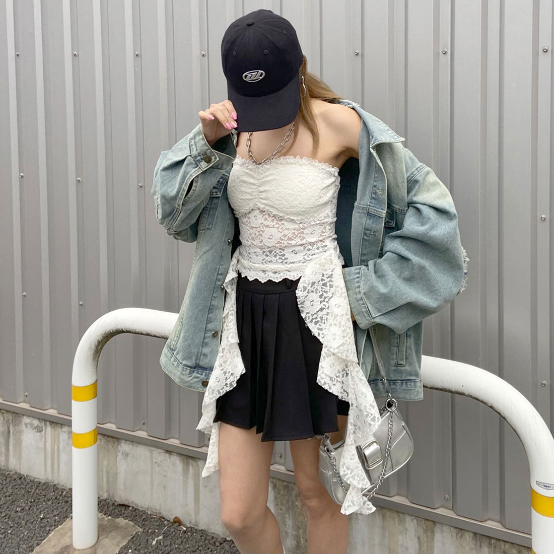 ノンヘッジ non-hedge レースベアアシメトップス （アイボリー） アイボリー