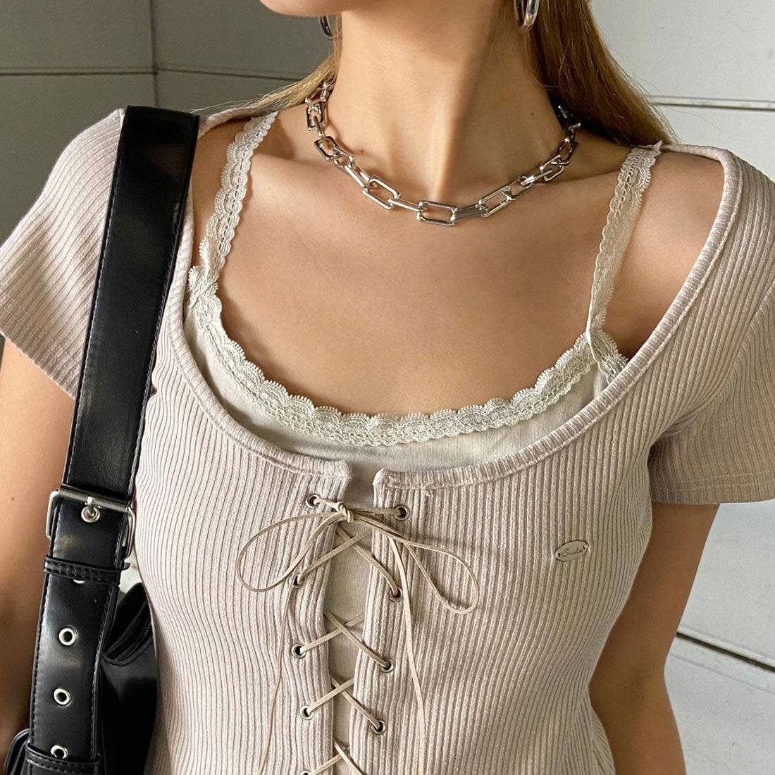 ノンヘッジ non-hedge レースタンクアンサンブル風トップス （ベージュ） ベージュ