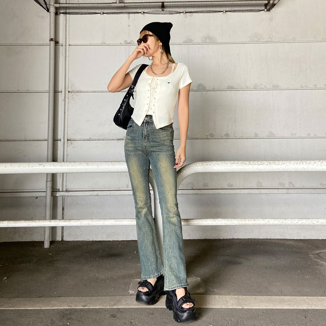 ノンヘッジ non-hedge レースタンクアンサンブル風トップス （ベージュ） ベージュ