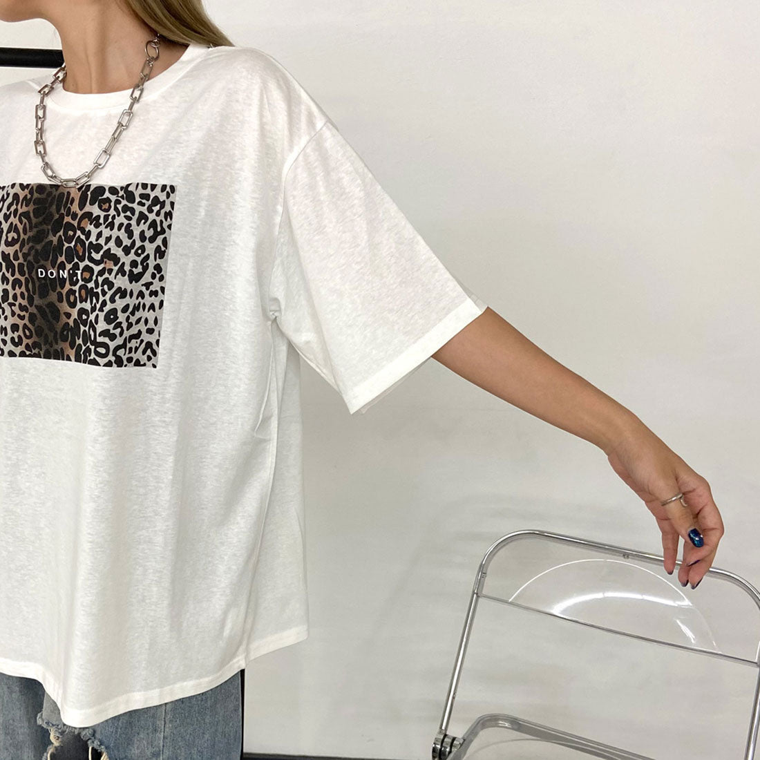 ノンヘッジ non-hedge ヒョウ柄ビッグTシャツ （ブラック） ブラック