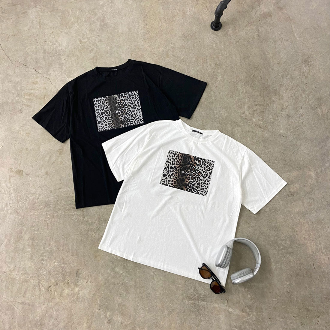 ノンヘッジ non-hedge ヒョウ柄ビッグTシャツ （ブラック） ブラック
