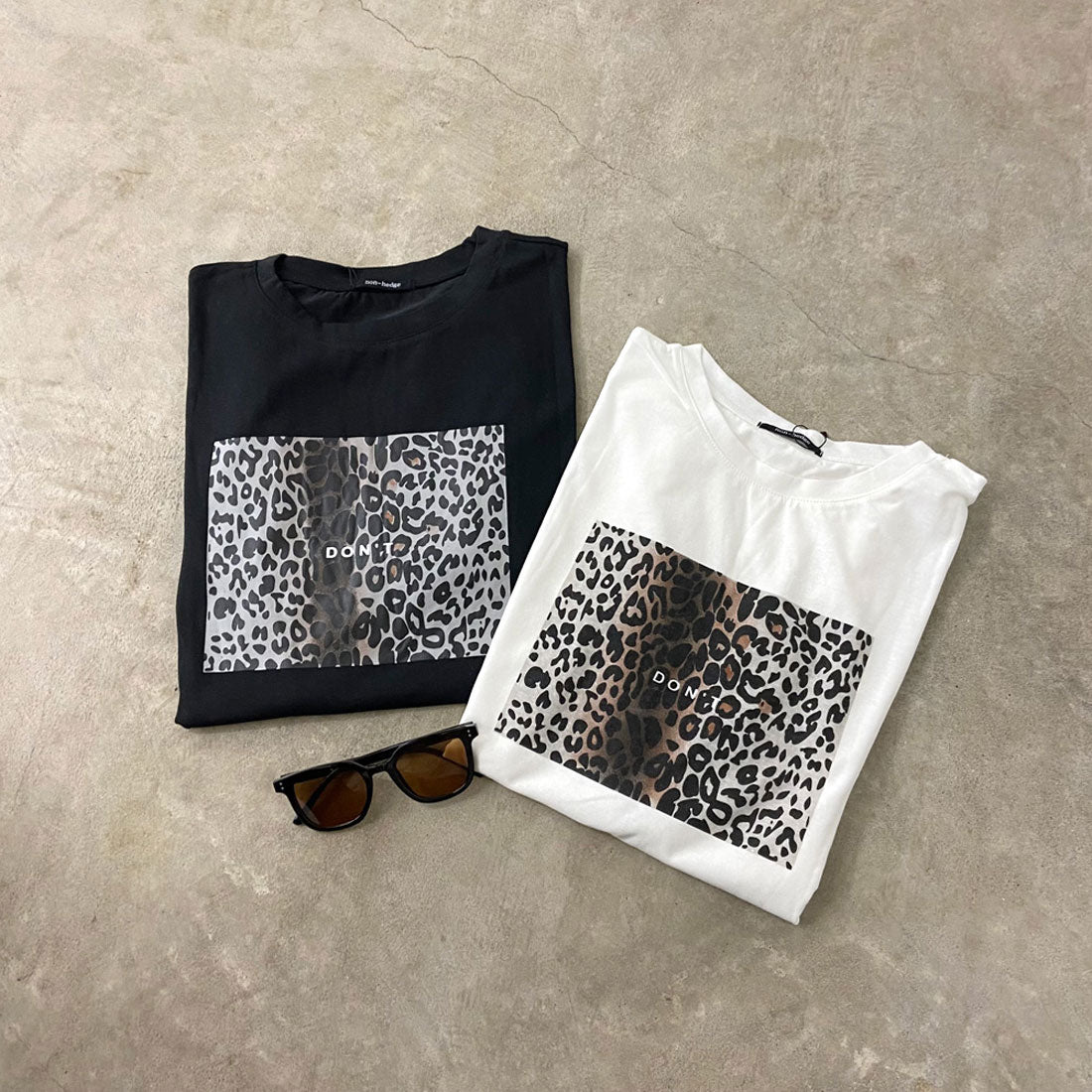 ノンヘッジ non-hedge ヒョウ柄ビッグTシャツ （ブラック） ブラック