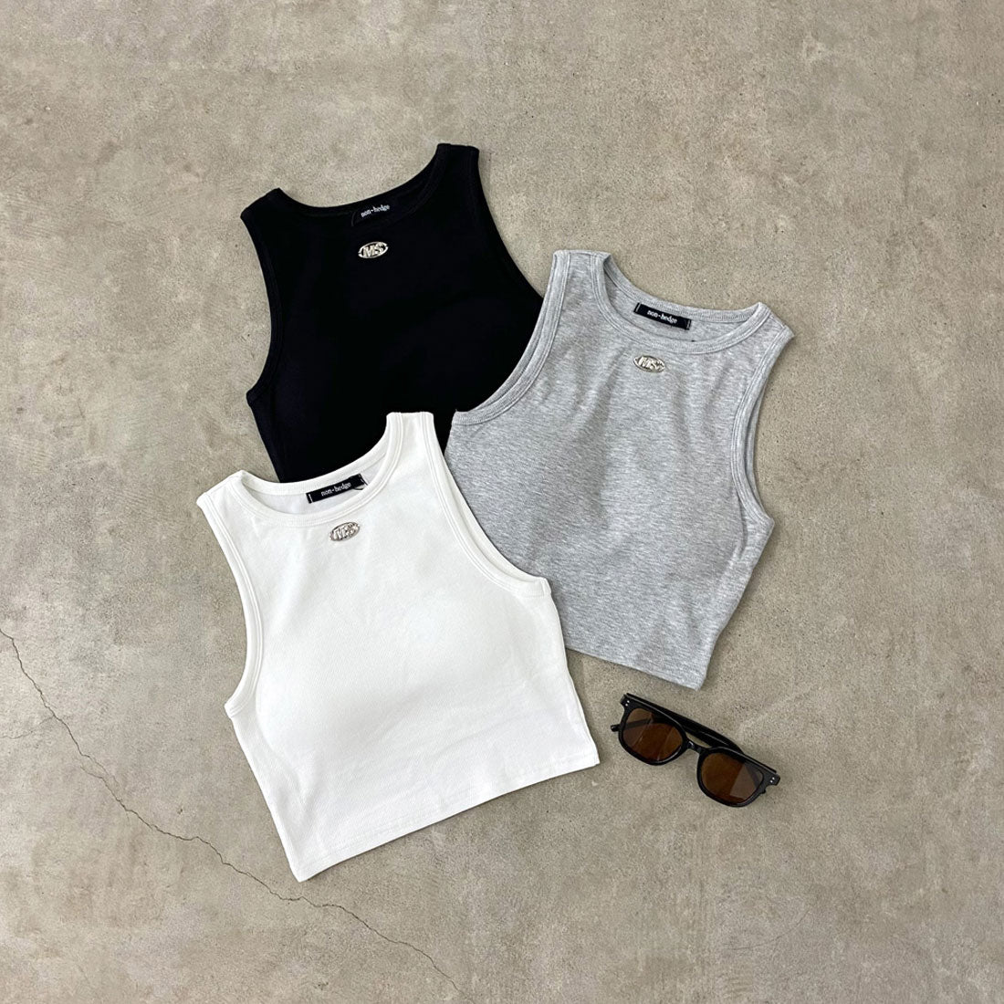ノンヘッジ non-hedge シルバープレートリブタンクトップ （ブラック） ブラック