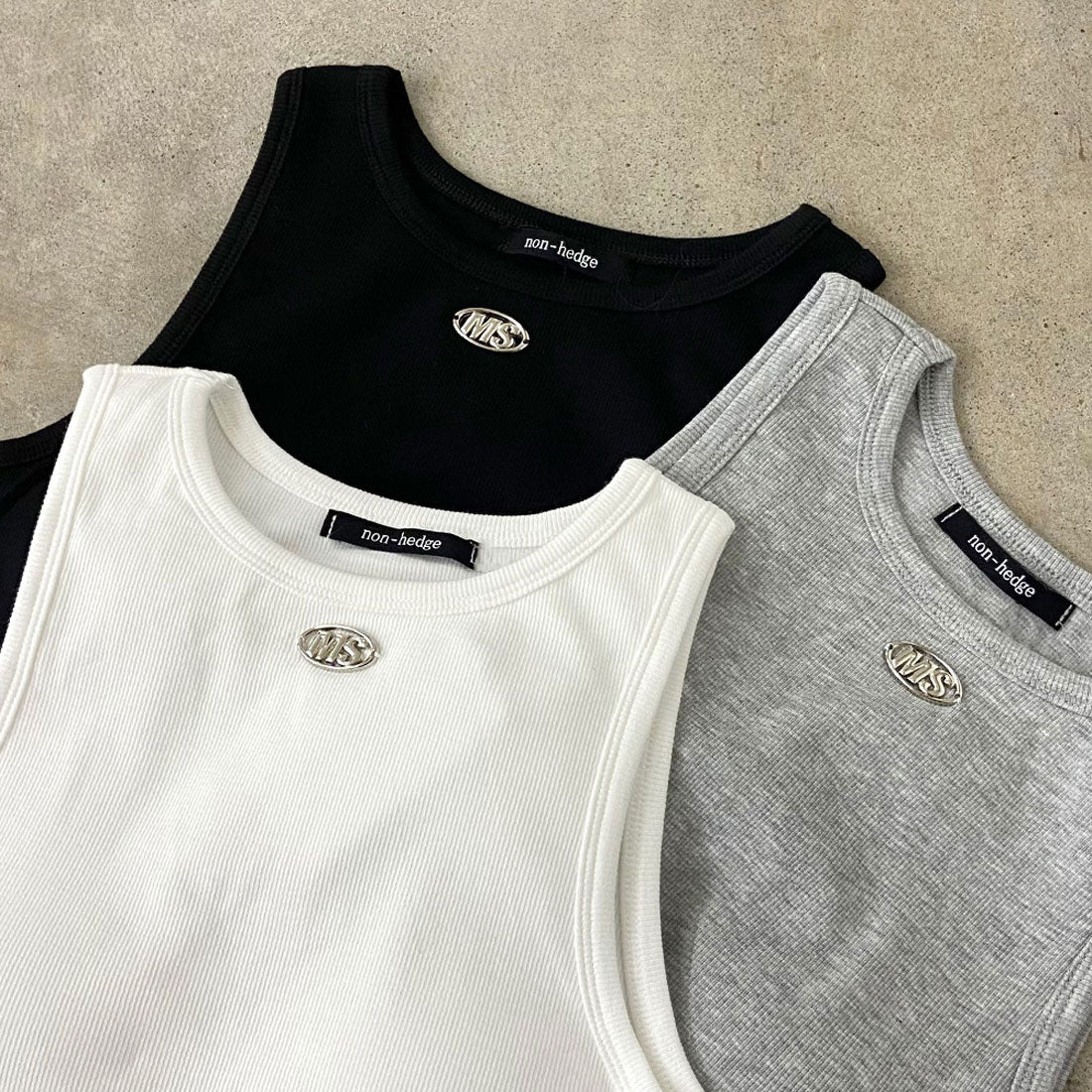 ノンヘッジ non-hedge シルバープレートリブタンクトップ （ブラック） ブラック