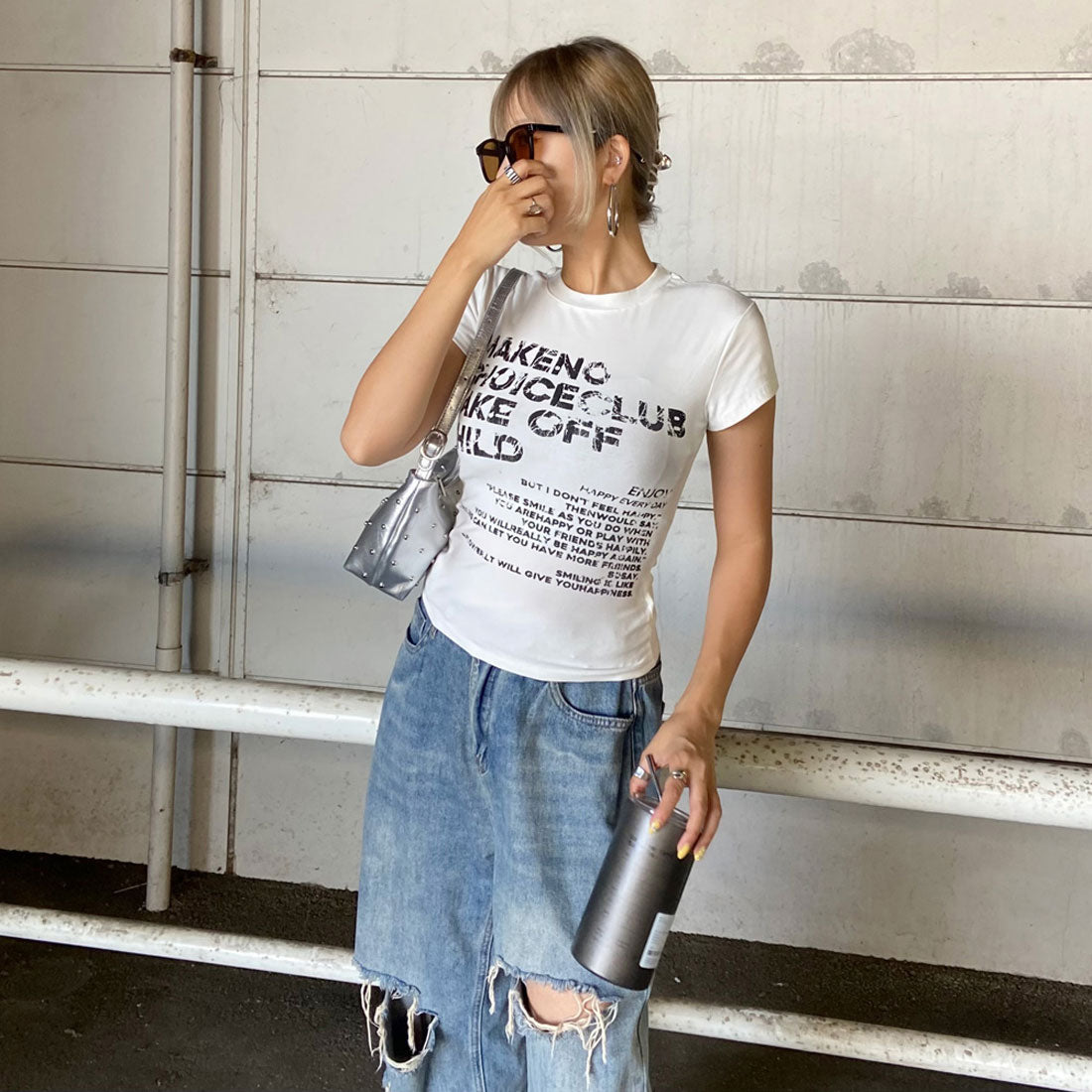 ノンヘッジ non-hedge ロゴムラプリントTシャツ （ネイビー） ネイビー
