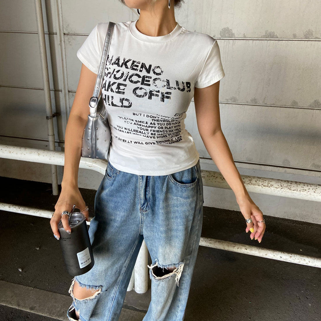 ノンヘッジ non-hedge ロゴムラプリントTシャツ （ネイビー） ネイビー