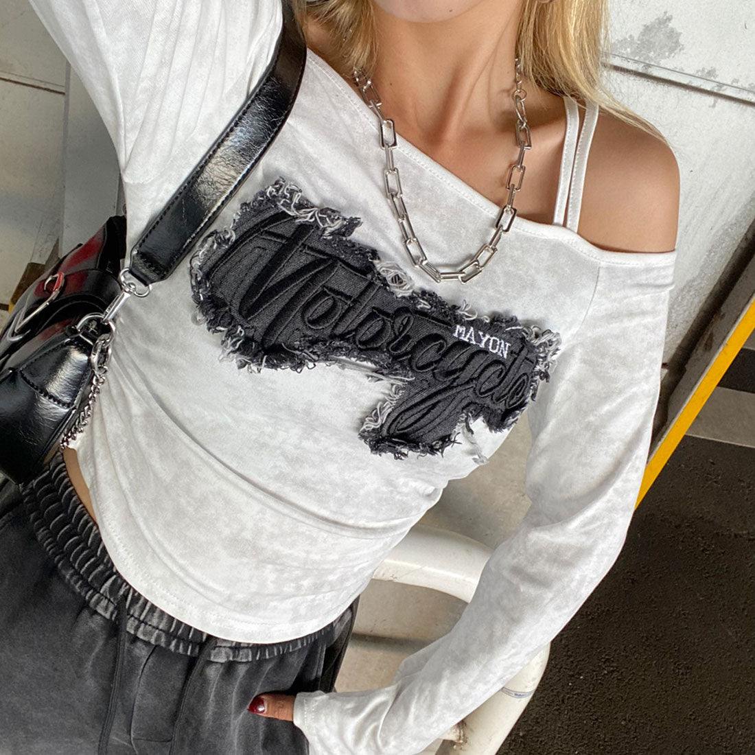 ノンヘッジ non-hedge デニムロゴワンショルダーTシャツ （ブラック） ブラック