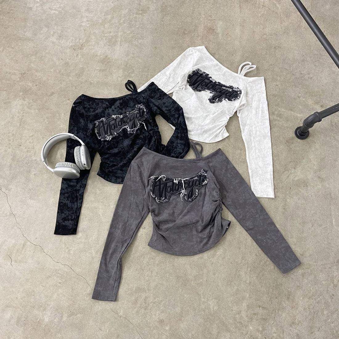 ノンヘッジ non-hedge デニムロゴワンショルダーTシャツ （ブラック） ブラック