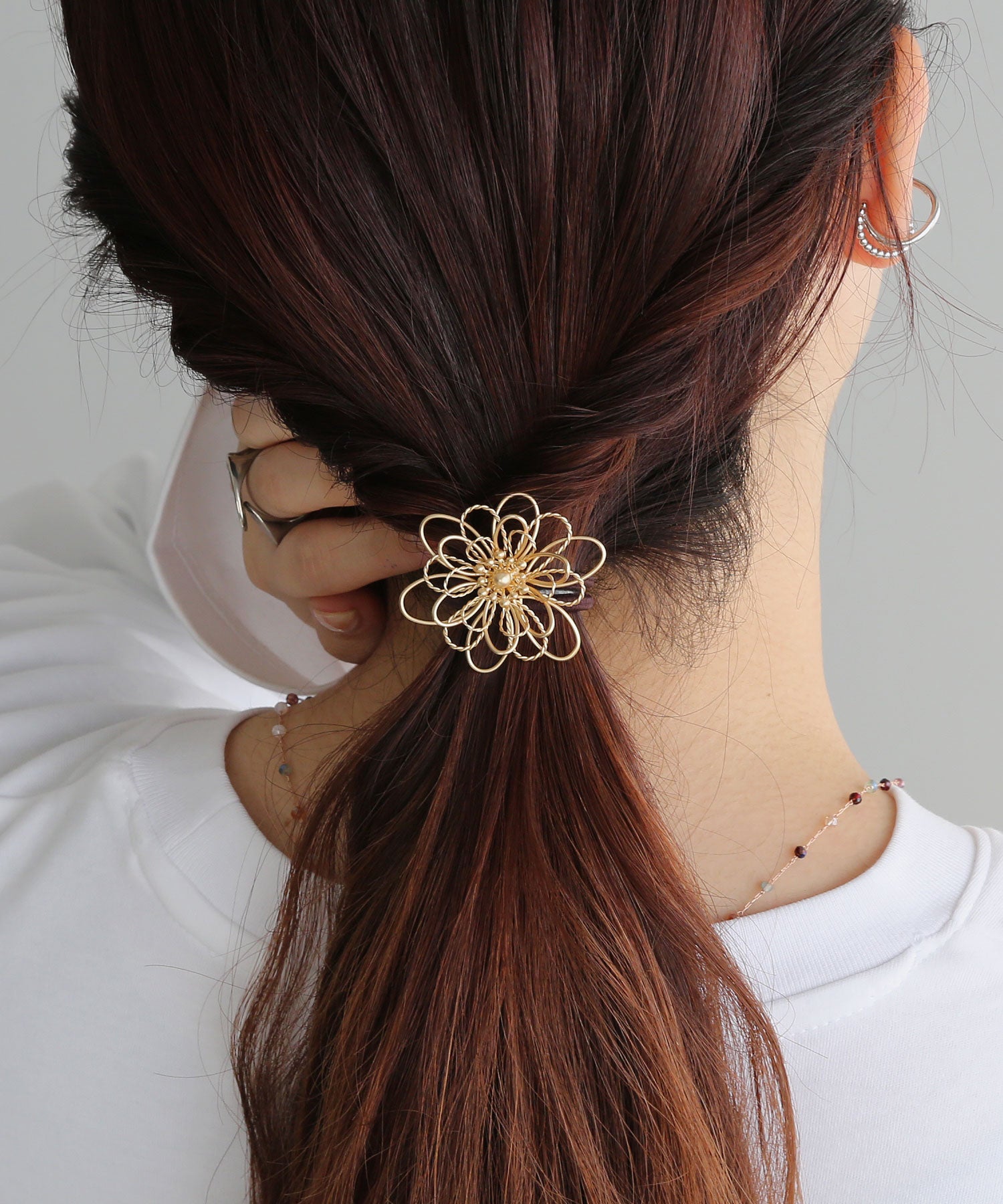 コレカラ colleca la 立体メタルラインフラワーヘアゴム （ゴールド） ゴールド