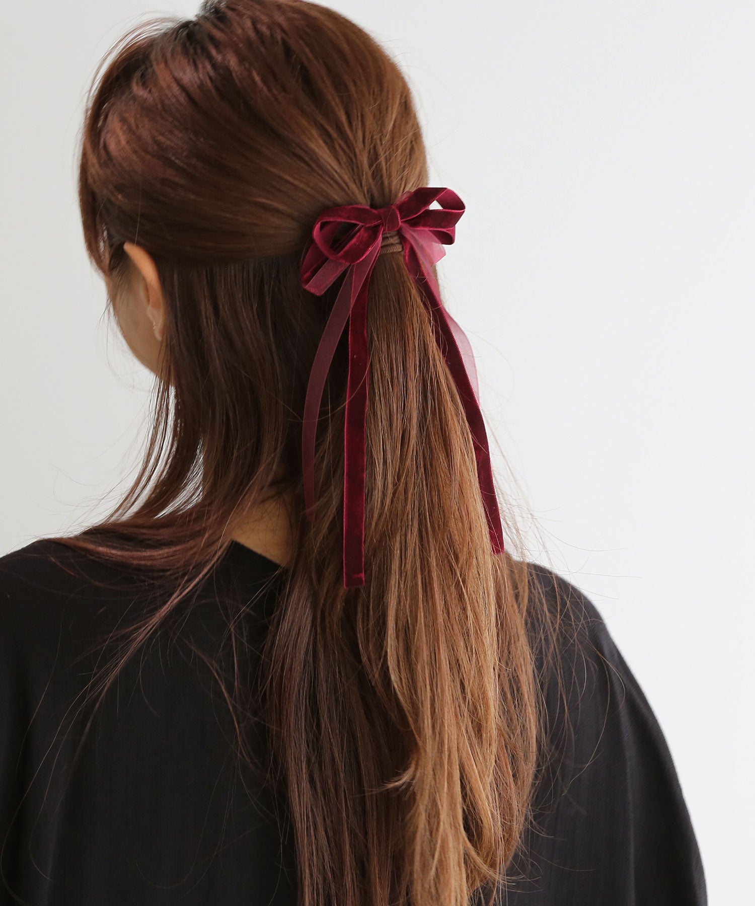 コレカラ colleca la レイヤードベロアリボンヘアカフ/ヘアフック （ボルドー） ボルドー
