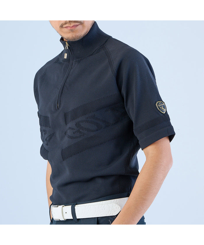 エヌエス23・パー・ニッサゴルフ NS23 par Nissa Golf 【メンズ】ホールガーメントハーフZIPモックネック （ブラック） ブラック