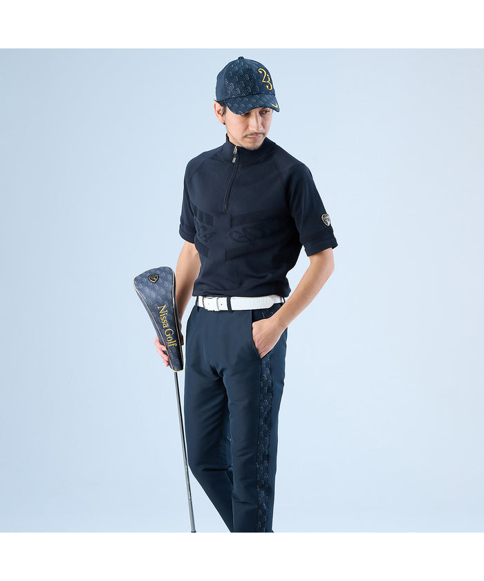 エヌエス23・パー・ニッサゴルフ NS23 par Nissa Golf 【メンズ】ホールガーメントハーフZIPモックネック （ブラック） ブラック
