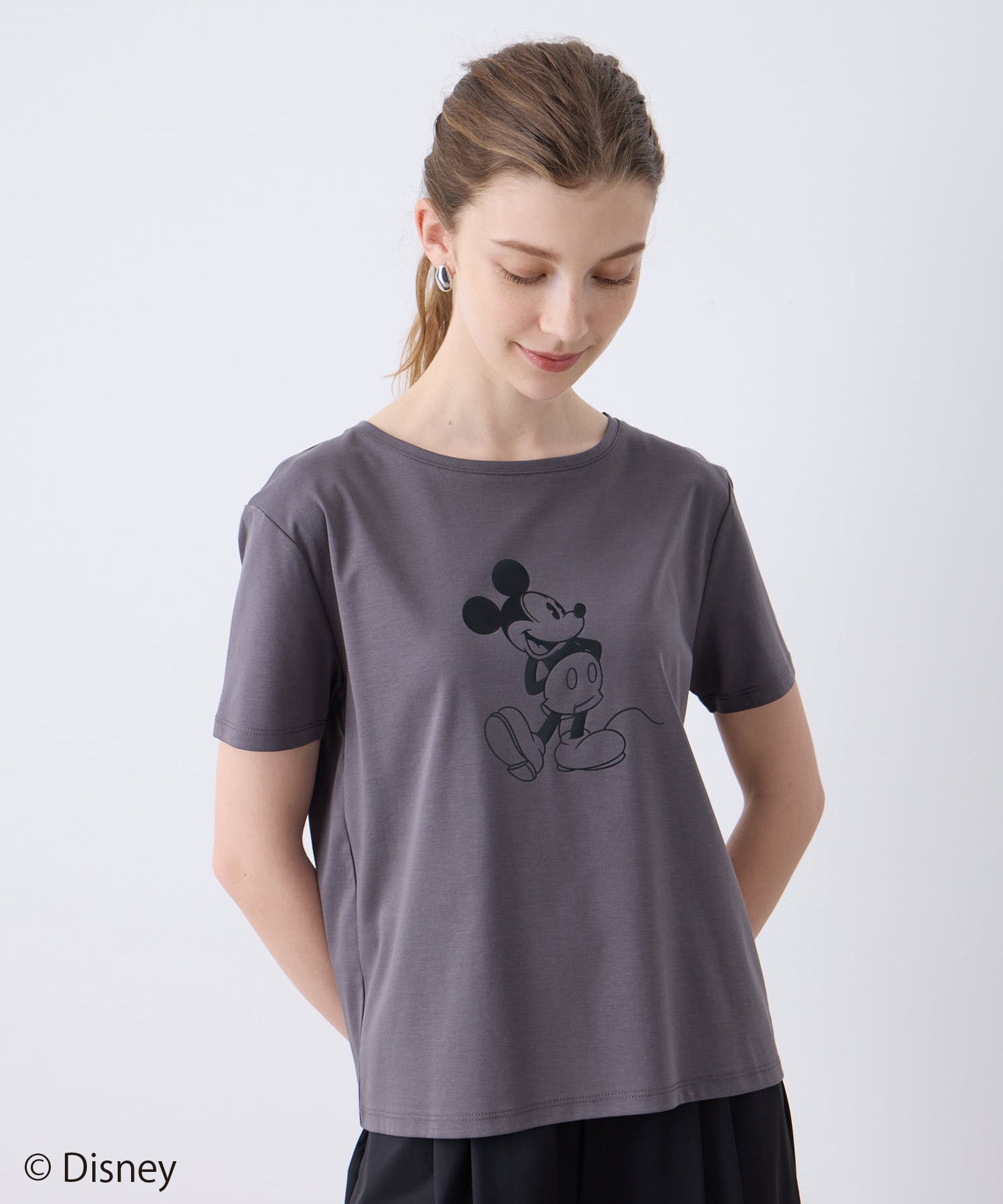 ルスークホリデー LE SOUK HOLIDAY Mickey MouseコラボモチーフTシャツ （チャコールグレー） チャコールグレー