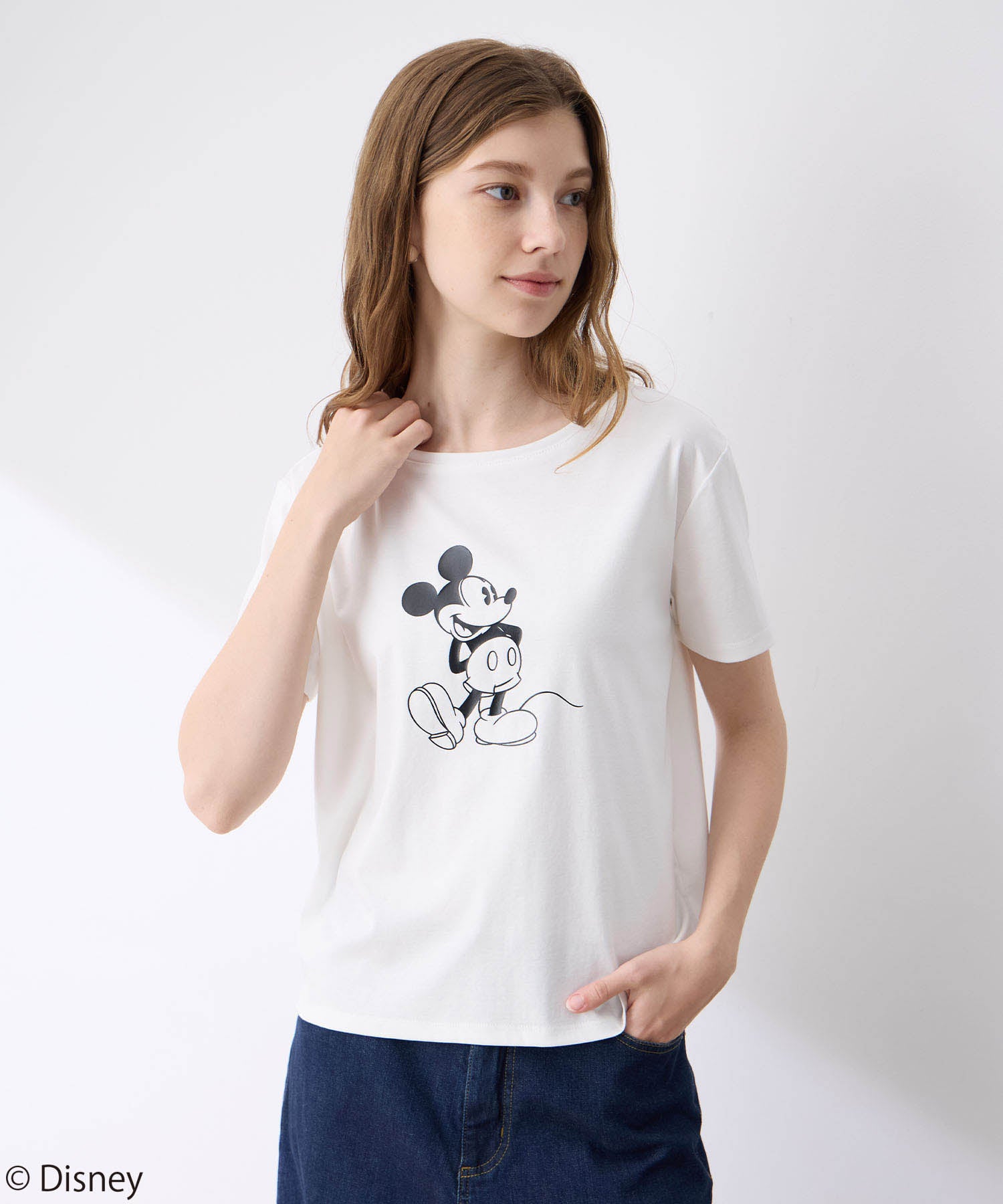 ルスークホリデー LE SOUK HOLIDAY Mickey MouseコラボモチーフTシャツ （チャコールグレー） チャコールグレー