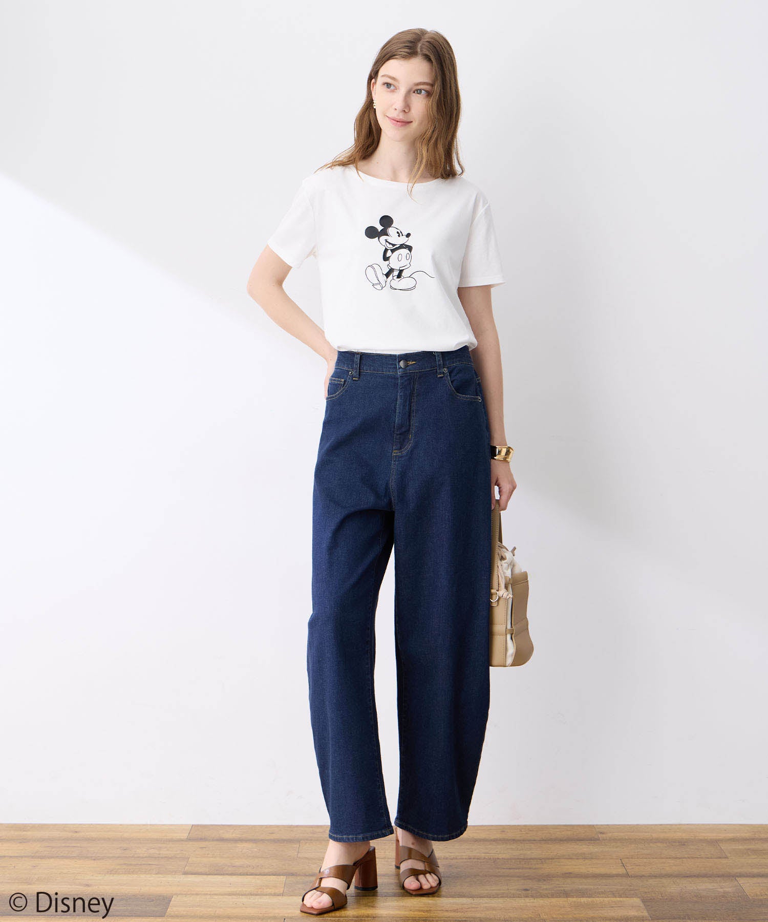 ルスークホリデー LE SOUK HOLIDAY Mickey MouseコラボモチーフTシャツ （チャコールグレー） チャコールグレー
