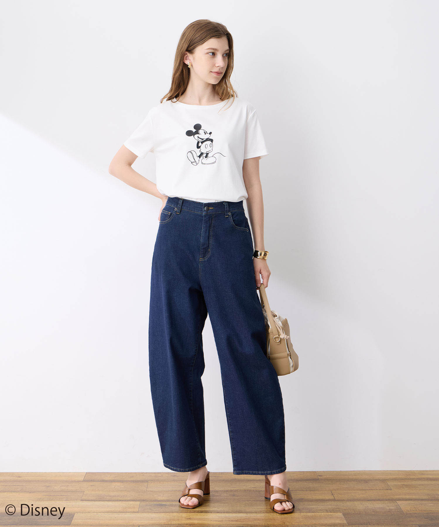 ルスークホリデー LE SOUK HOLIDAY Mickey MouseコラボモチーフTシャツ （チャコールグレー） チャコールグレー