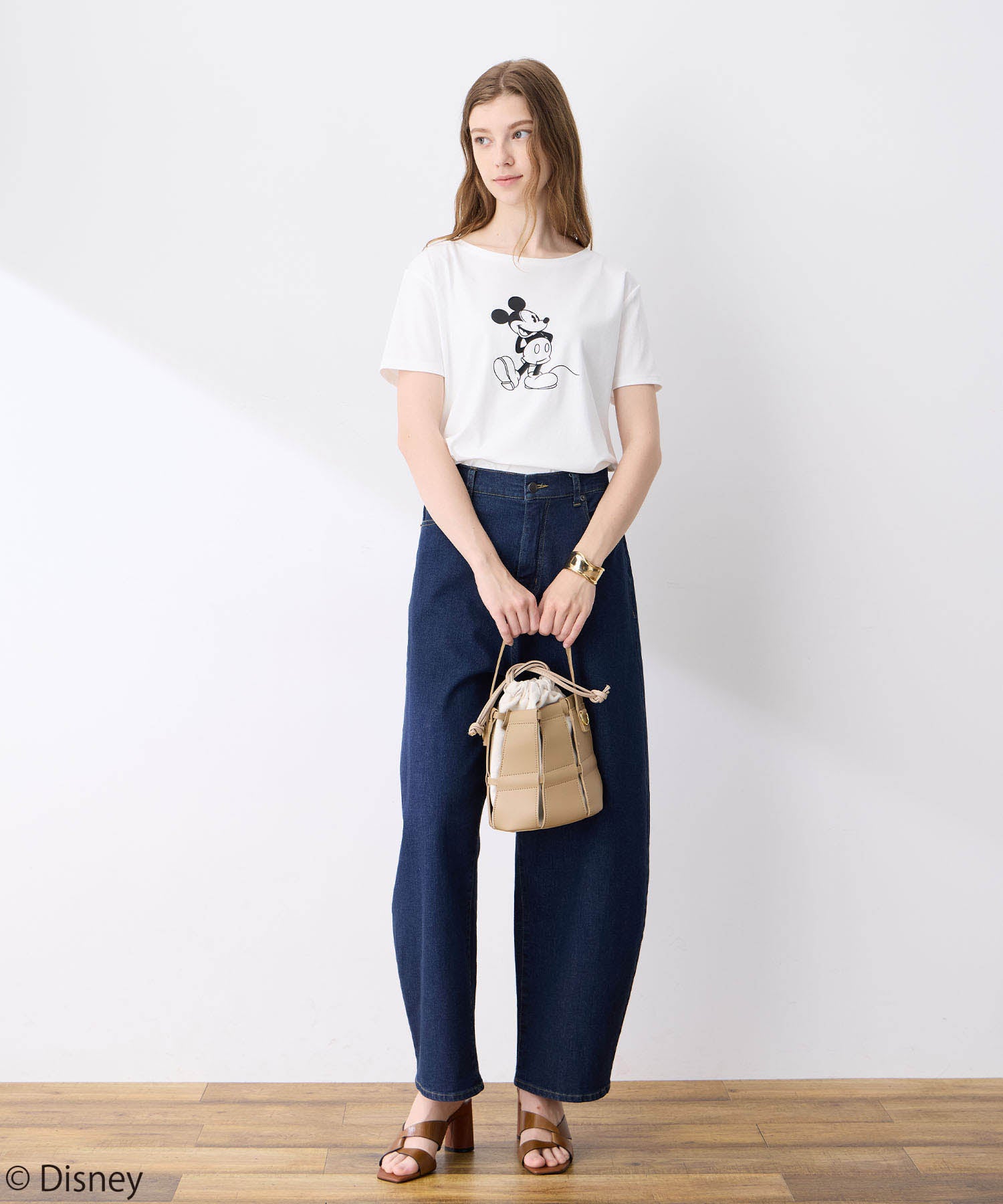 ルスークホリデー LE SOUK HOLIDAY Mickey MouseコラボモチーフTシャツ （チャコールグレー） チャコールグレー