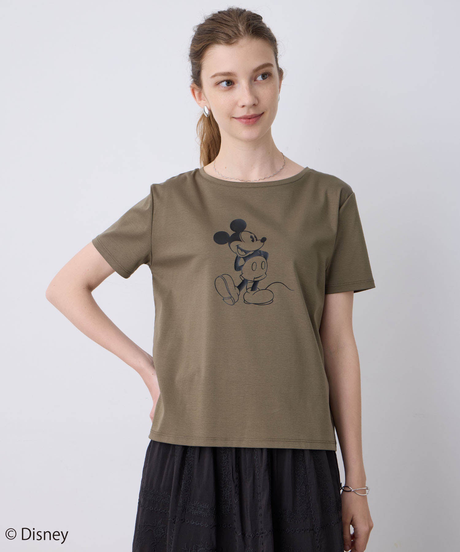 ルスークホリデー LE SOUK HOLIDAY Mickey MouseコラボモチーフTシャツ （チャコールグレー） チャコールグレー