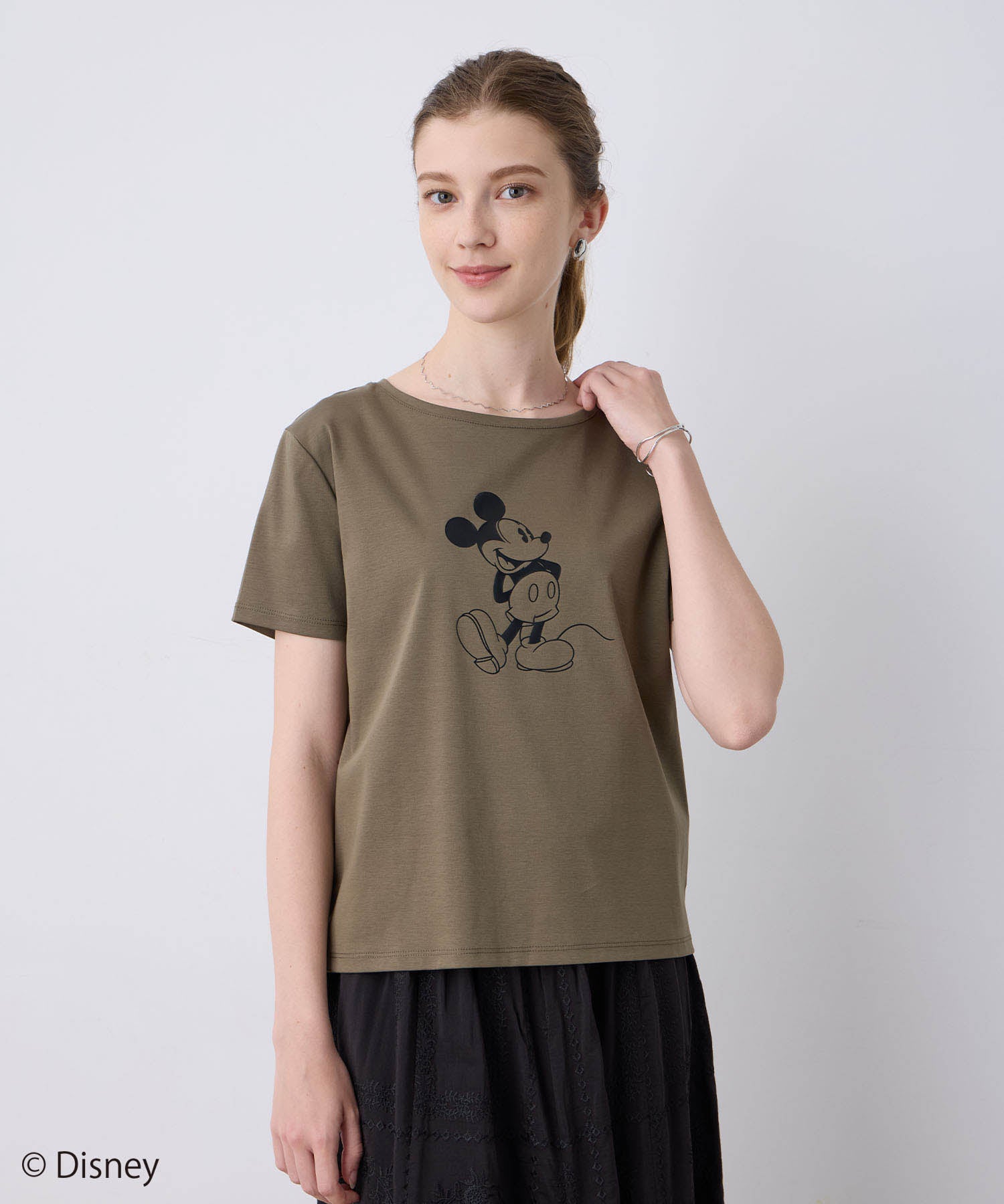 ルスークホリデー LE SOUK HOLIDAY Mickey MouseコラボモチーフTシャツ （チャコールグレー） チャコールグレー