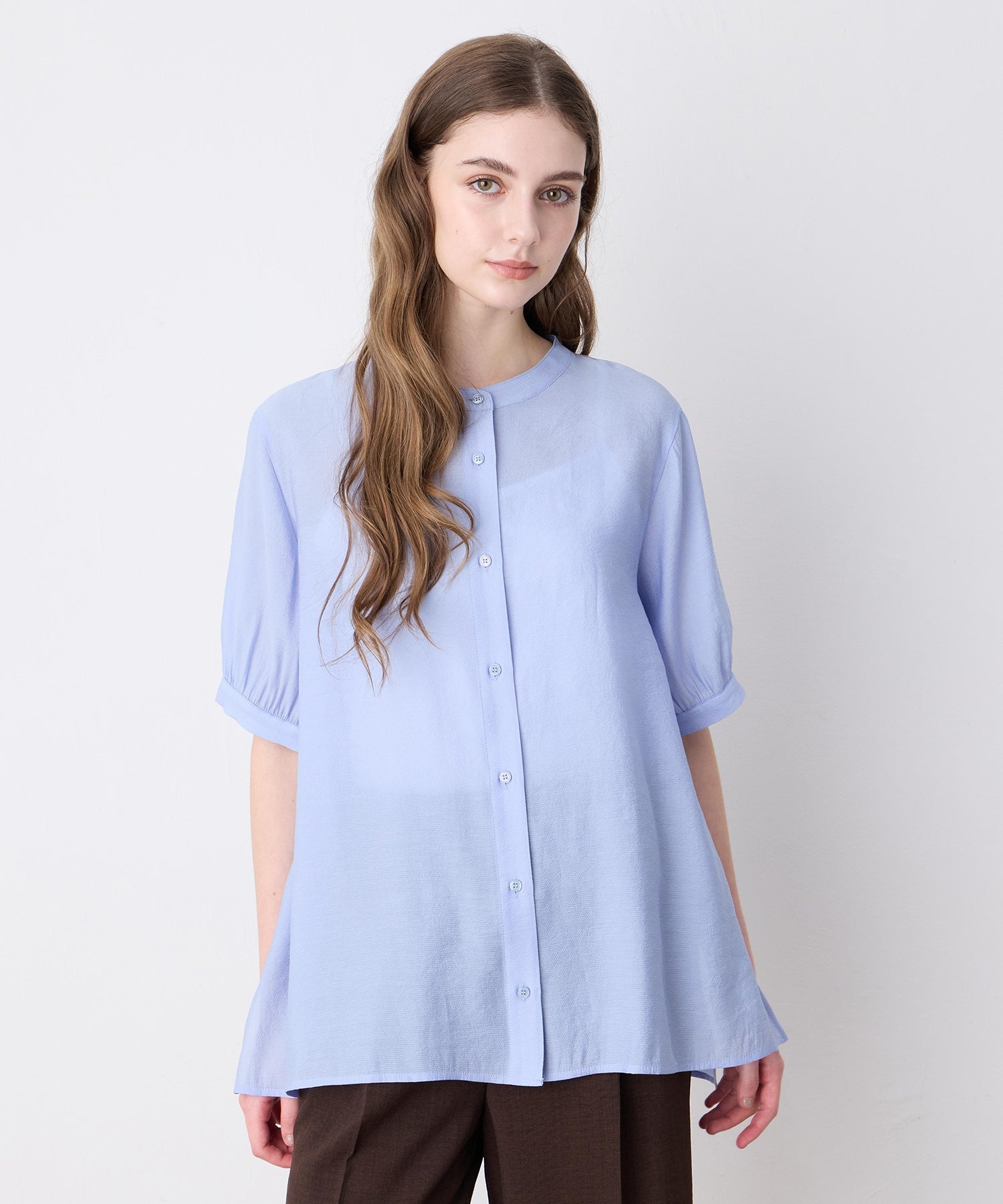 ルスークホリデー LE SOUK HOLIDAY バックラッフルティアードシアーブラウス （サックス） サックス