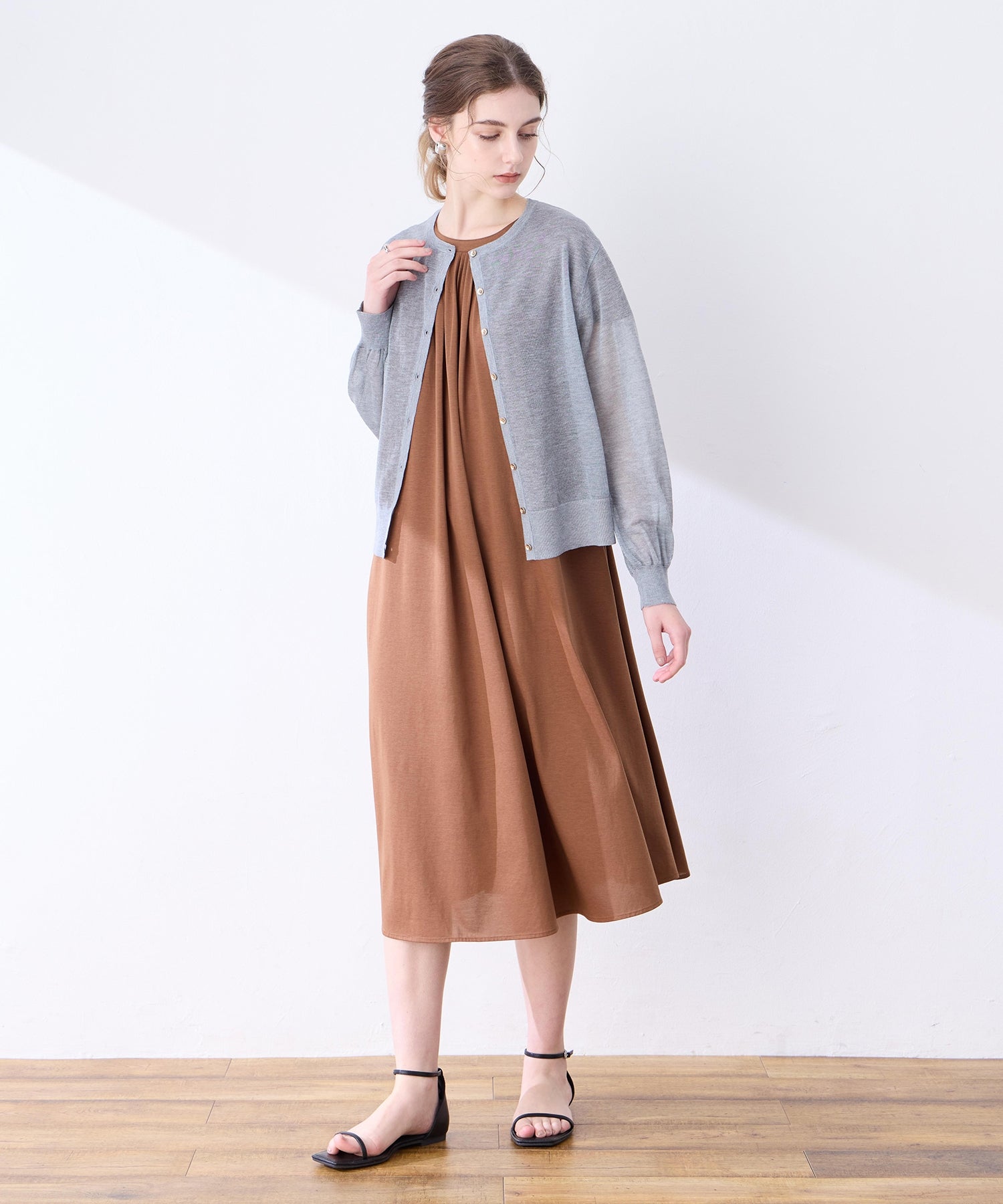 ルスークホリデー LE SOUK HOLIDAY 【接触冷感】ピンタックワンピース （ブルー） ブルー