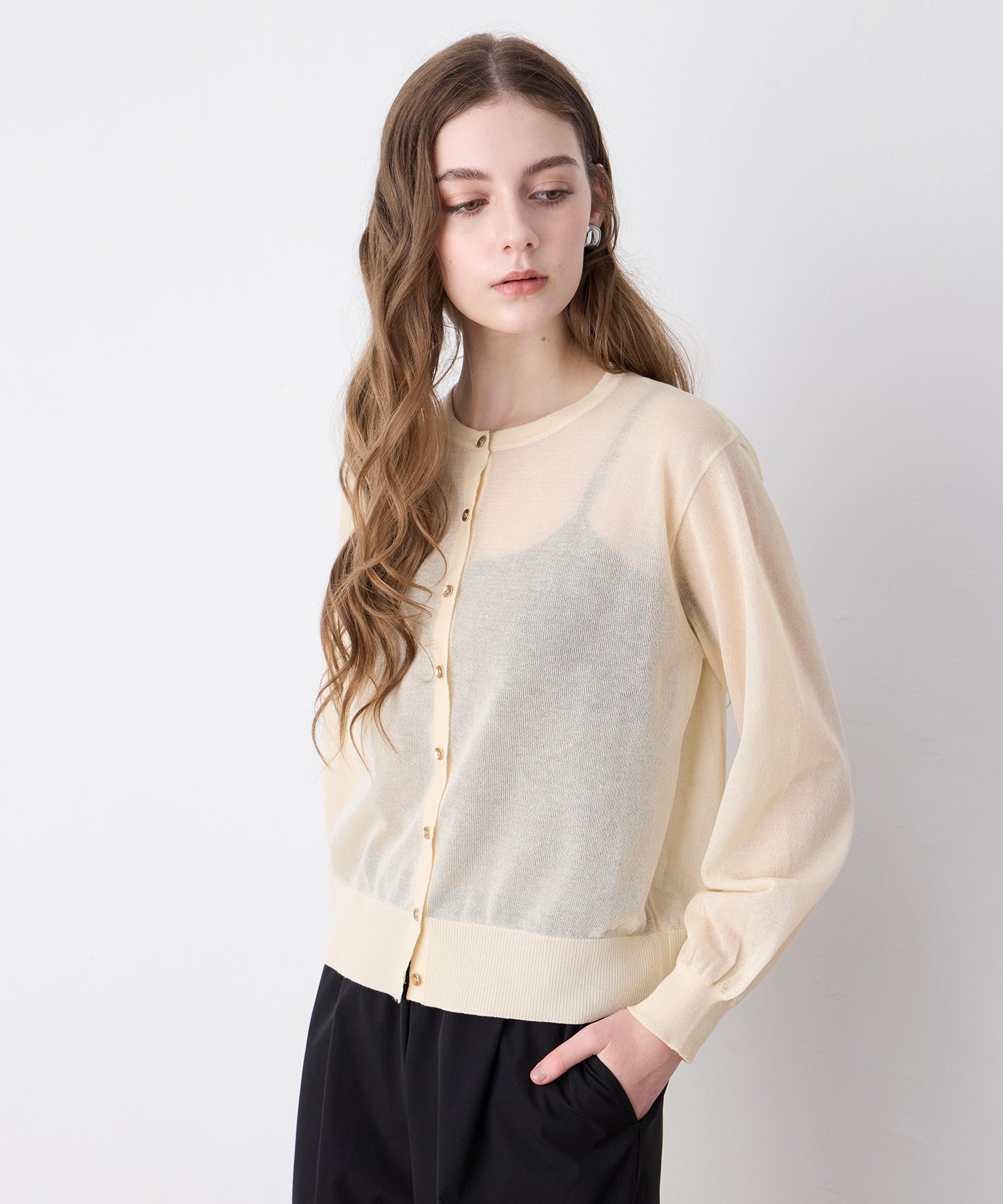 ルスークホリデー LE SOUK HOLIDAY 金ボタンシアーカーディガン （ネイビー） ネイビー