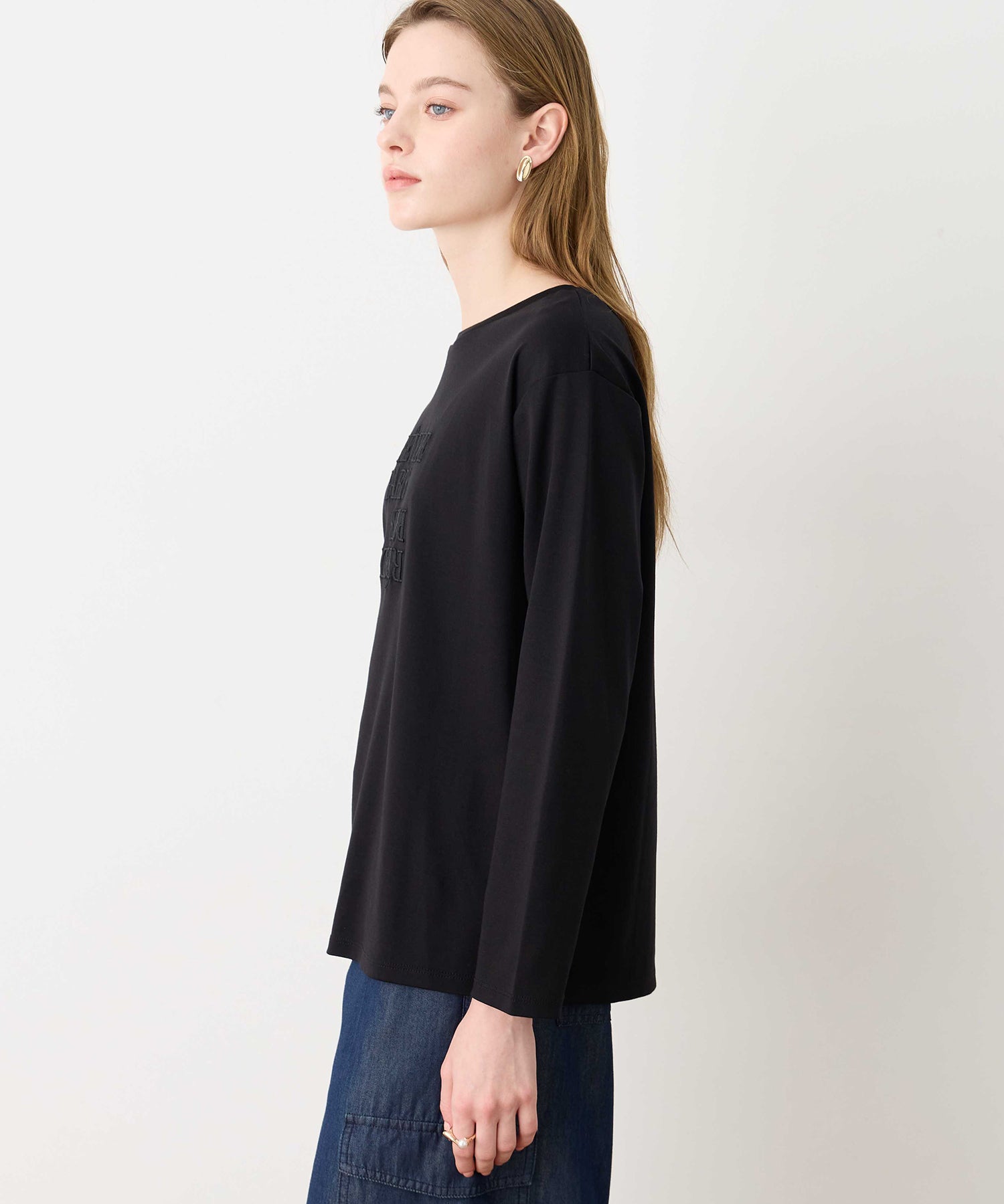 ルスークホリデー LE SOUK HOLIDAY 刺しゅうロングTシャツ （ブラック） ブラック