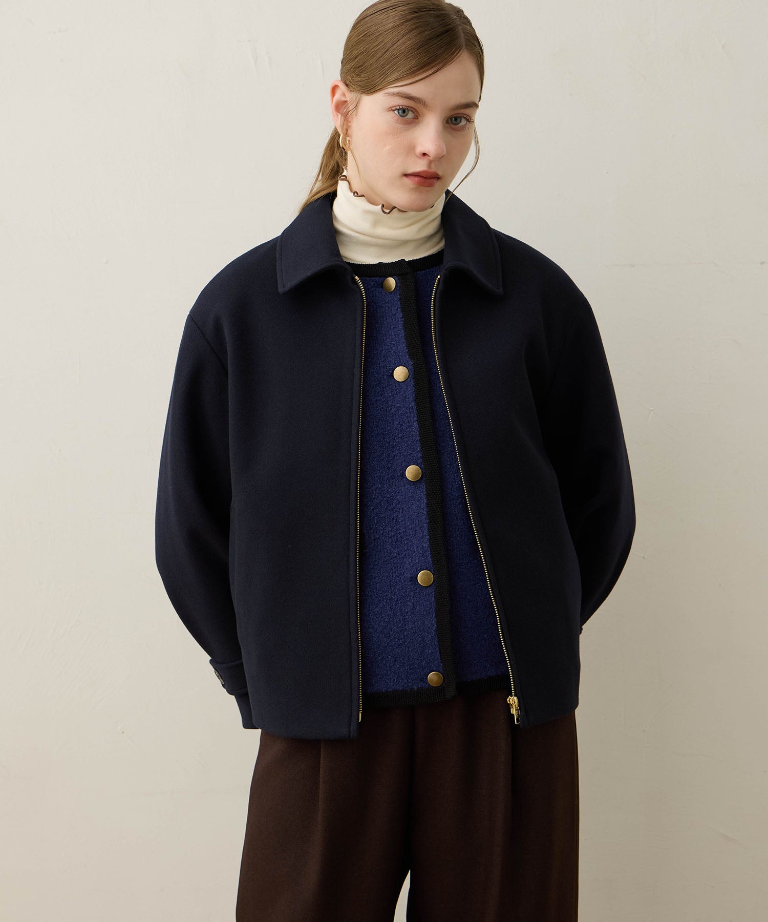 ルスークホリデー LE SOUK HOLIDAY フェイクウールブルゾン （ネイビー） ネイビー