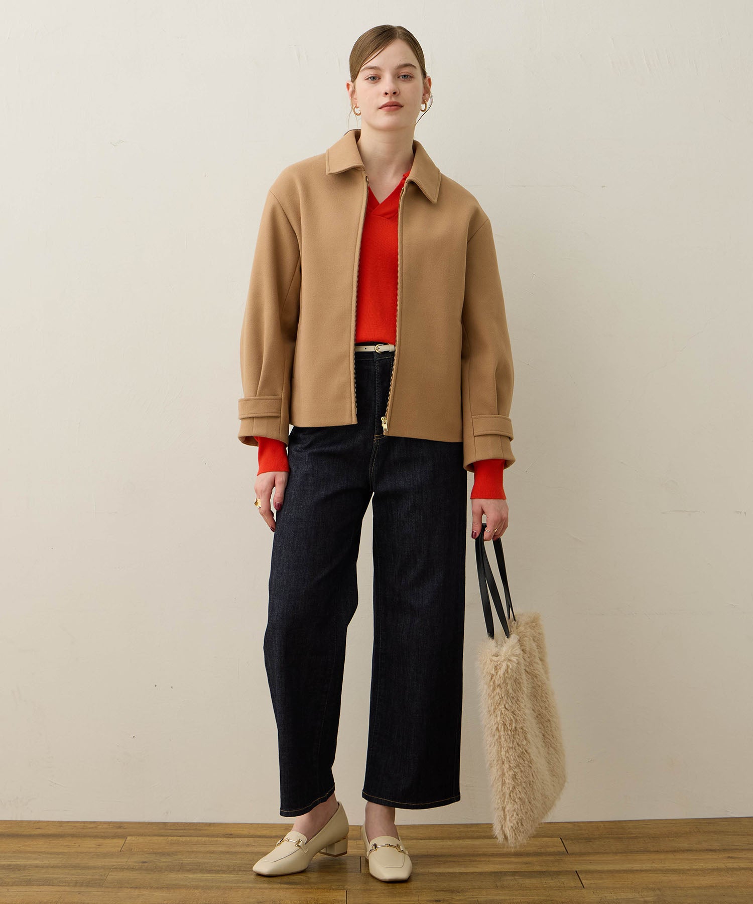 ルスークホリデー LE SOUK HOLIDAY フェイクウールブルゾン （ネイビー） ネイビー