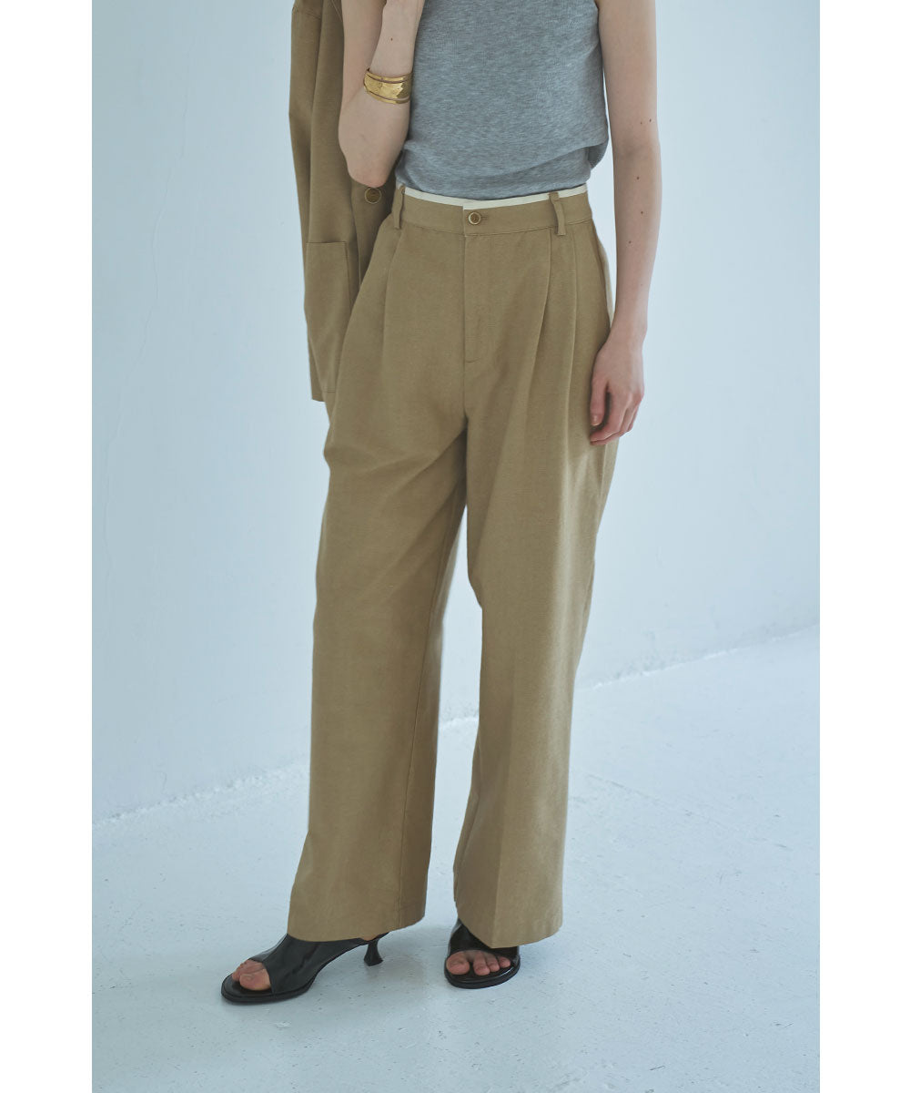 マージュール marjour WAIST PIPING LINEN BLEND PANTS （BEIGE） BEIGE