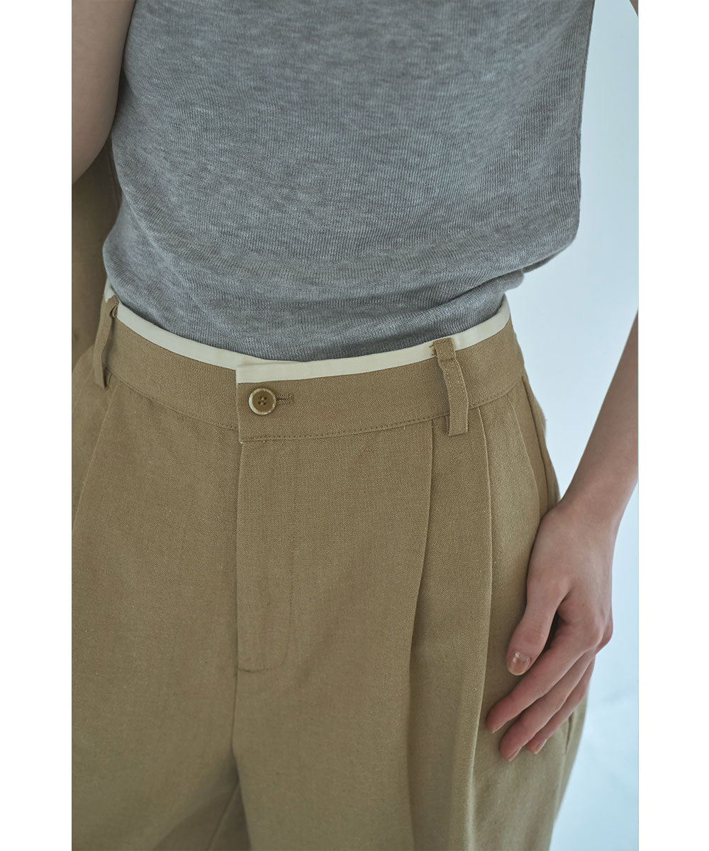 マージュール marjour WAIST PIPING LINEN BLEND PANTS （BEIGE） BEIGE
