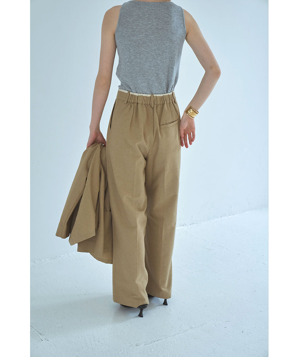 マージュール marjour WAIST PIPING LINEN BLEND PANTS （BEIGE） BEIGE