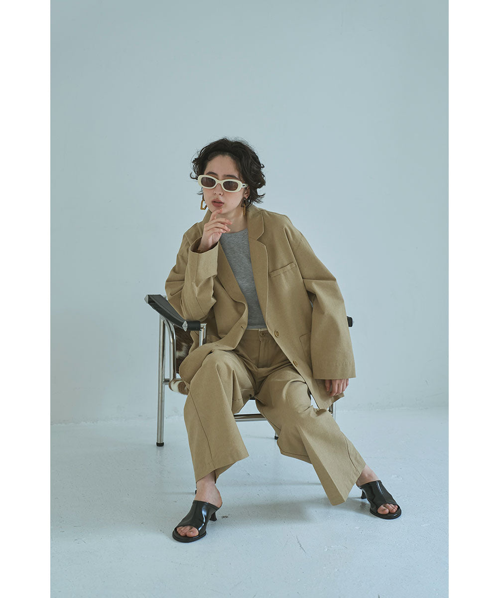 マージュール marjour WAIST PIPING LINEN BLEND PANTS （BEIGE） BEIGE