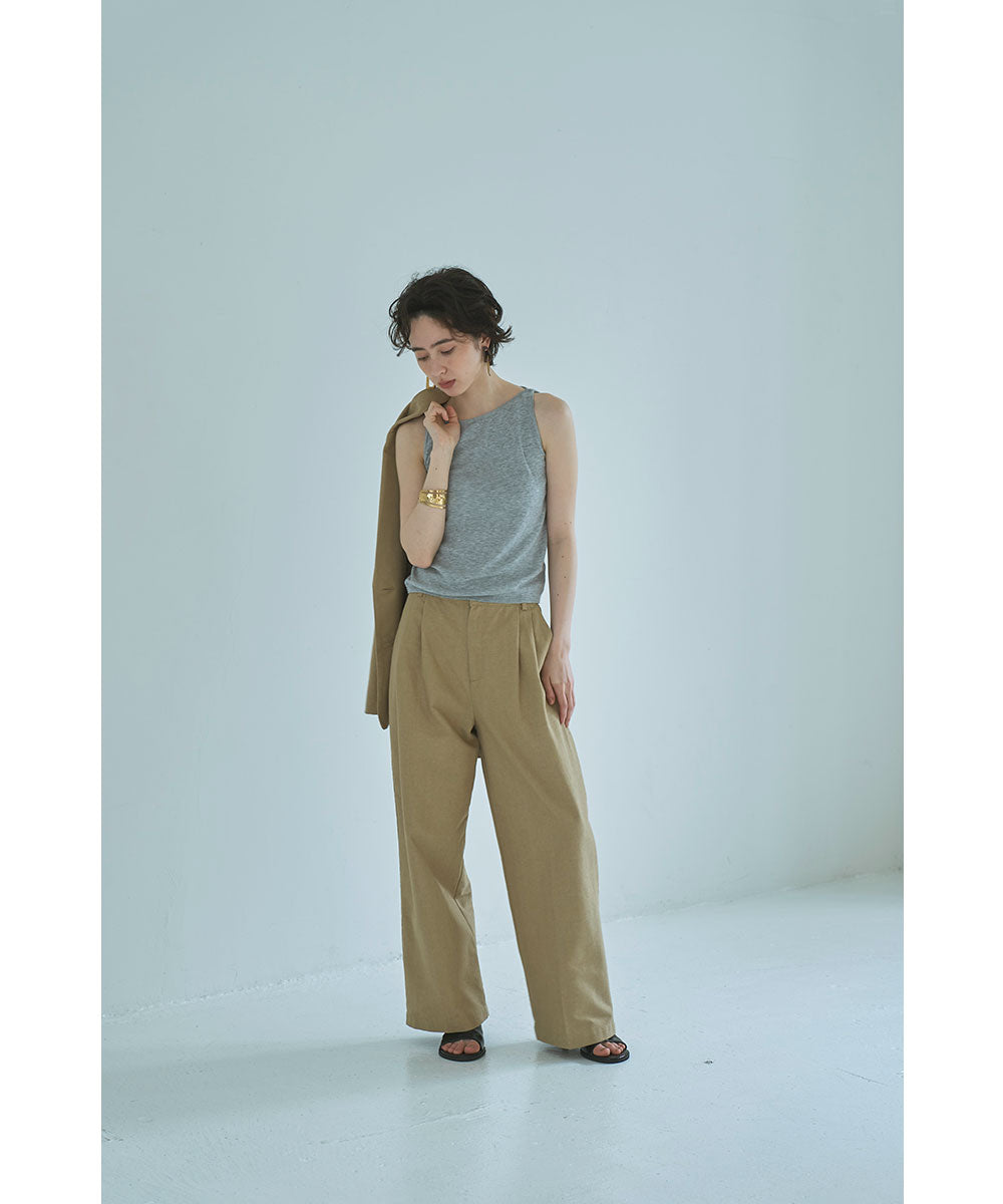 マージュール marjour WAIST PIPING LINEN BLEND PANTS （BEIGE） BEIGE