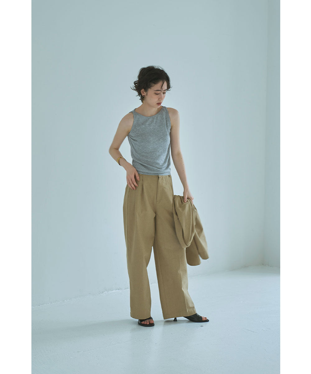マージュール marjour WAIST PIPING LINEN BLEND PANTS （BEIGE） BEIGE