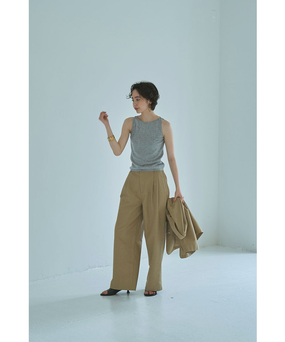 マージュール marjour WAIST PIPING LINEN BLEND PANTS （BEIGE） BEIGE