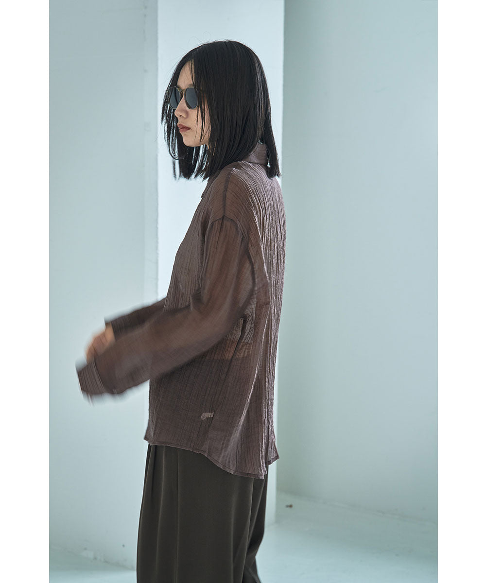 マージュール marjour WRINKLE SHEER SHIRTS （BROWN） BROWN