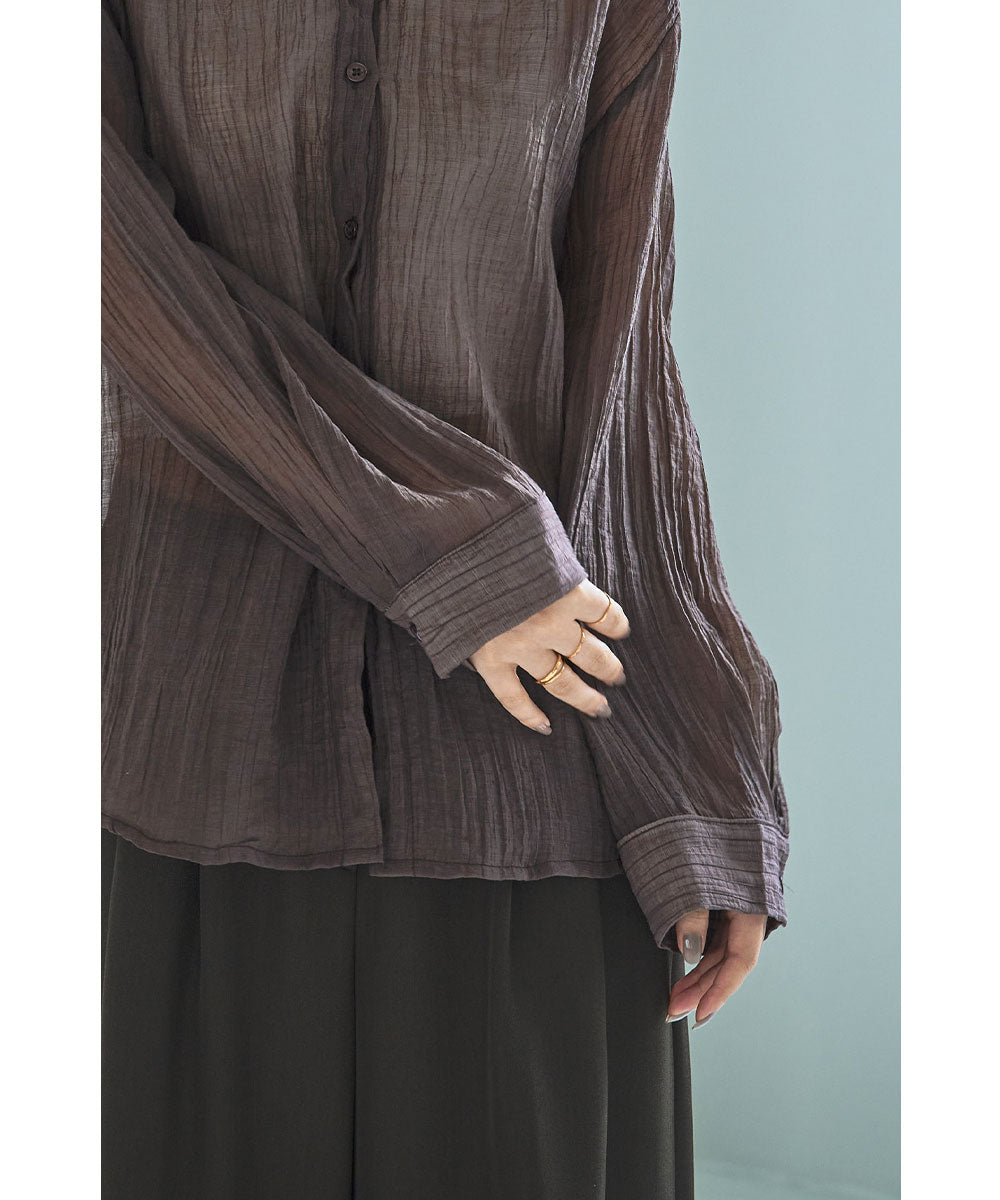 マージュール marjour WRINKLE SHEER SHIRTS （BROWN） BROWN