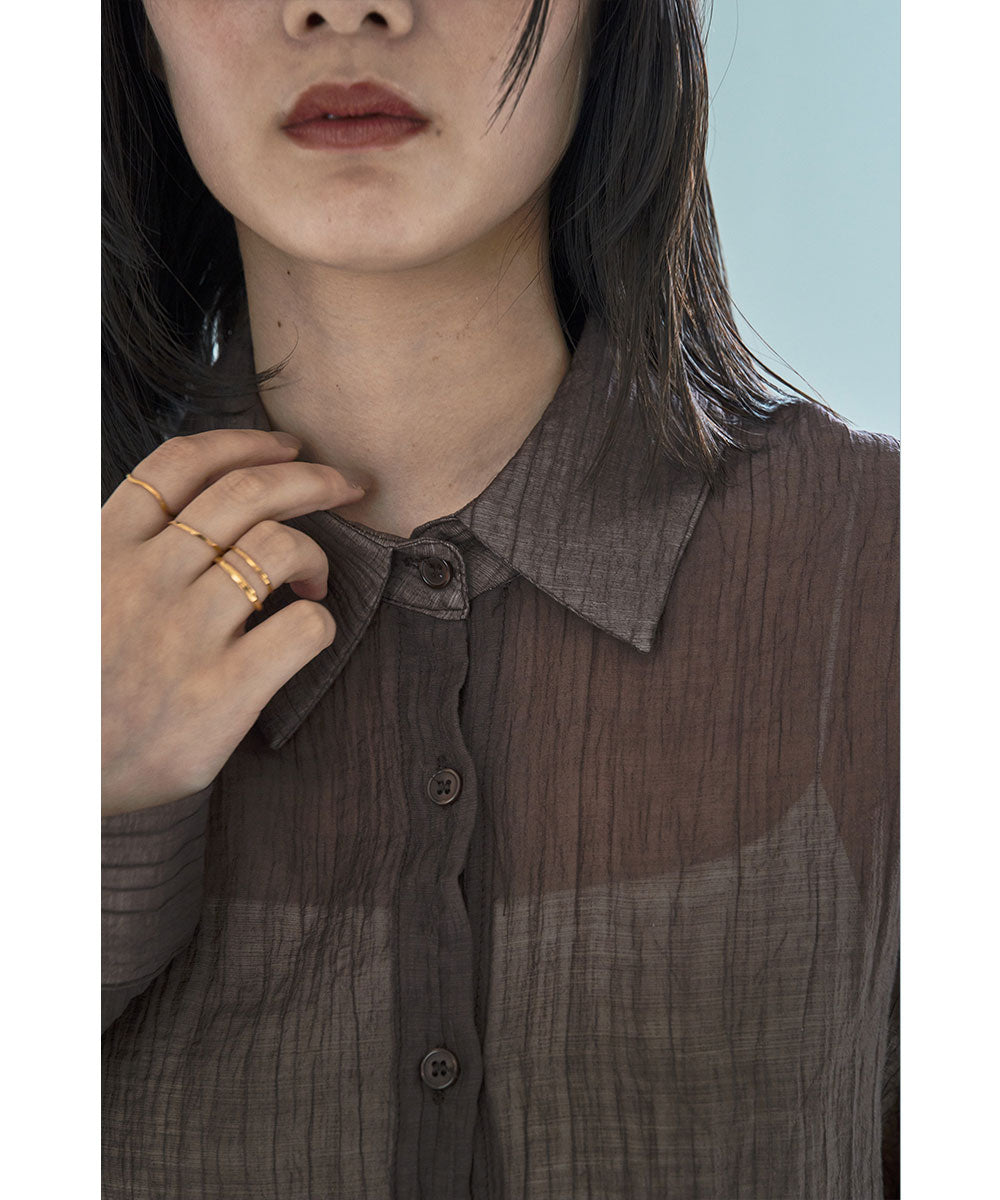 マージュール marjour WRINKLE SHEER SHIRTS （BROWN） BROWN