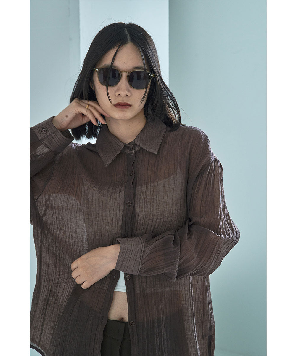 マージュール marjour WRINKLE SHEER SHIRTS （BROWN） BROWN